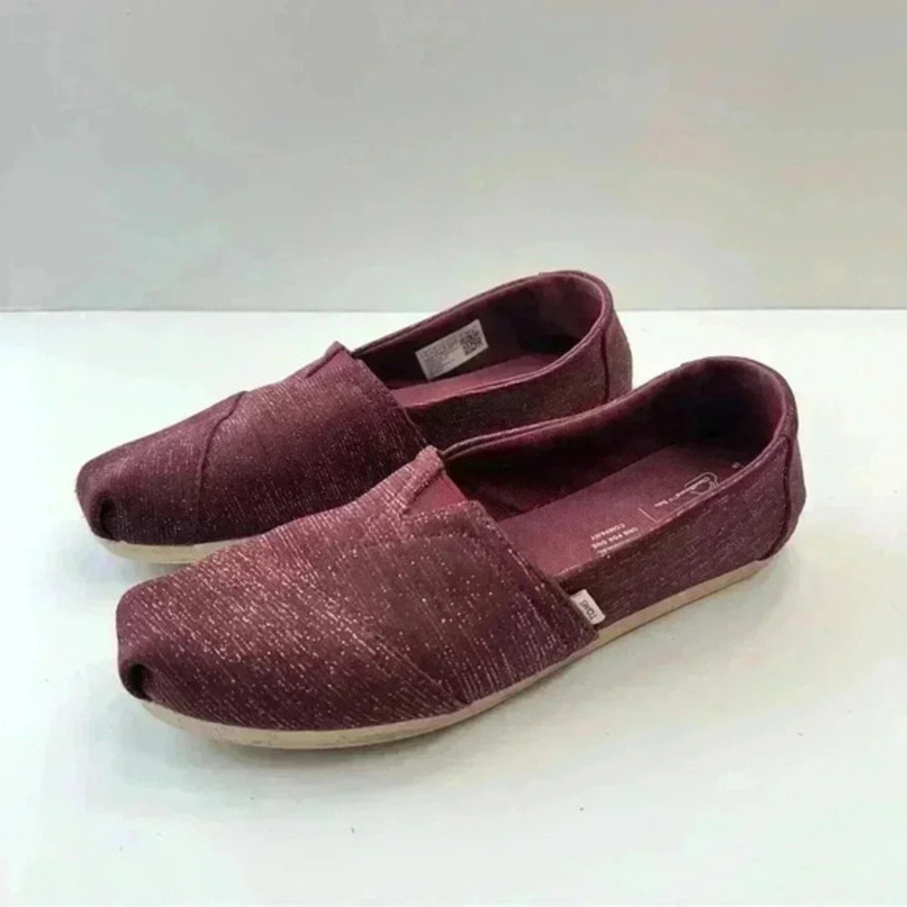 Toms Alpargata Burgundy‎ Glimmer Shoes Espadrille Womens Size 7.5